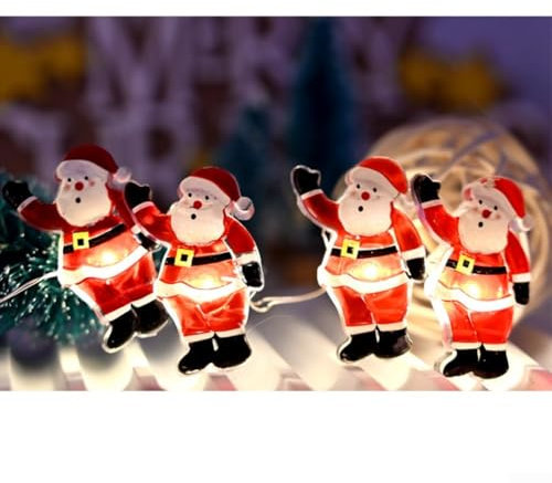 EXTRWORY Cadena de luces LED de Navidad de Papá Noel para decoraciones de árbol de Navidad, luz de árbol de Navidad, 2 metros, 20 luces o 5 metros 50 luces (5 metros 50 luces)