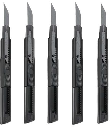 OhanaBeach® cutterEnsemble de 5 pièces，Pour découper le papier et le carton,cutter professionnel，Couteau utilitaire rétractable, couteau à tapis, couteau utilitaire
