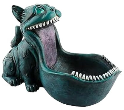 KESOTO Cat Key Bowl for Entryway Table Decorative Bowl Large Mouth Sculpture Candy Dish Bowl for Birthday Bookshelf, Blue Cat