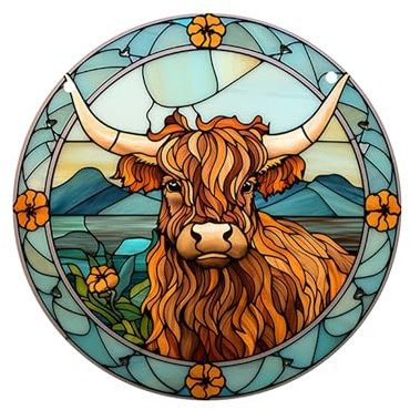 Highland Cow Christmas Ornament - Colorful Farmhouse Acrylic Round Hanging Keepsake for Women