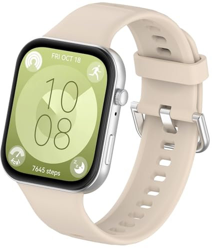 FunBand Compatible con la Correa del Huawei Watch Fit 3, Correa de Repuesto de Silicona suave Quickfit, Correas Ajustables para Huawei Watch Fit 3(Blanco Marfil)