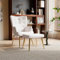Mokylor Sherpa Boucle Lazy Chair mit Ottomane, moderner weißer Lounge-Akzentstuhl mit Metallbeinen, Ecksessel, Freizeitsofa, Stuhl-Set, Lesesessel mit Fußstütze für Zuhause, Wohnheim
