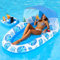 Sunrad 3-in-1 Pool Lounge Float with Canopy & Cup Holder & Backrest,Extra Large Inflatable Pool Floats for Adults,Lounger Raft Floating Chair for Swimming Pool Lake Water Lounge Float Party Toys
