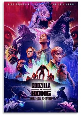 AIBEINUO Godzilla X Kong The New Empire-Poster, Leinwand, wasserdicht, freistehend, Raumdekoration, Schlafzimmer, Wandrahmen, moderne Kunst, Heimdekoration, Geschenk, Kreativität, 40 x 60 cm