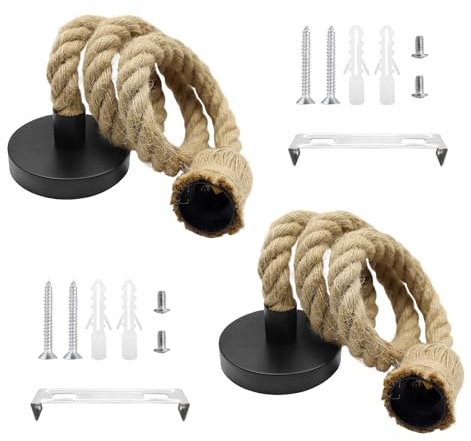 2 Stück Retro Hanfseil Kronleuchter Vintage Hanfseil E27 Lampenfassung Retro DIY Industrielle Hanfseillampe Hanfseil Pendellampe Kit für Küche Cafe Bar Lager Bauernhof, Ohne Birne
