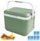 Hard Cooler 5L Insulated Cooler Box with 6 Ice Pack PU Camping Picnic Refrigerator Ice Bucket with Handle Heavy Duty Portable Box for Drinks Food Camping Car, Green