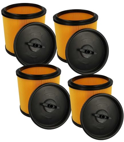 vhbw 4x filtro a pieghe piatte compatibile con Grizzly NTS 1423-S Inox aspirapolvere - giallo/nero