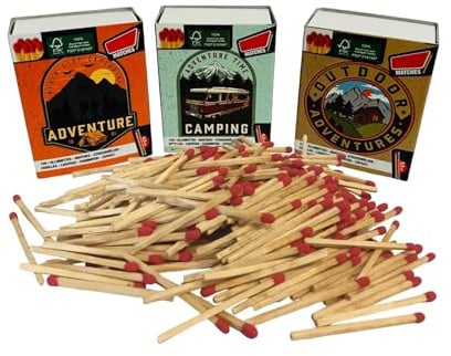 Holz Streichhölzer 300er Pack 5,5 cm lange Streichhölzer Packung 3 Boxen à 100 Stück Streichhölzer für Kamin Anzünder Ofen Barbecue Streichhölzer BBQ Kamin Familienpackung
