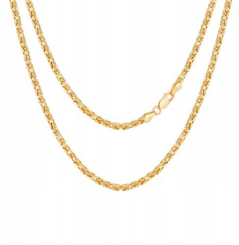 Ulex Premium 925 Sterling Silber Vergoldete Damen Halskette Byzantin Design 3 mm Breite 60 cm Länge Königskette Schmuck Frauen Zeitlos Vergoldet Zart Silberkette