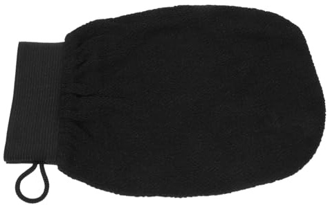 DEARMAMY Bade Peelinghandschuh aus Viskose zur Entfernung Abgestorbener Hautschüppchen Weiche Körperpeeling Handschuhe für Frauen und Männer in Schwarz