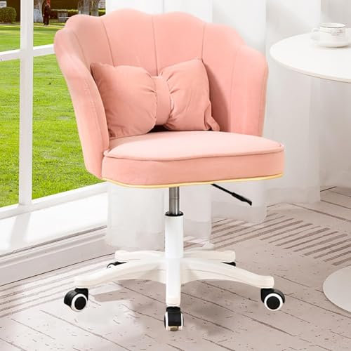 Chaise de bureau pivotante en simili cuir rose avec roulettes à 360 degrés réglable en hauteur parfaite pour la maison, le bureau, la coiffeuse et la chambre à coucher