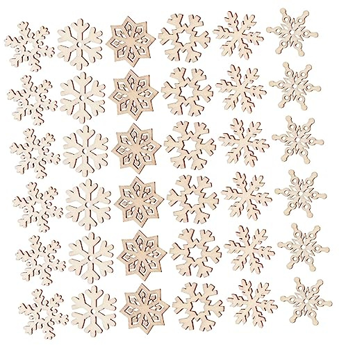 jojofuny 200piezas Copos Madera Colgantes De Adorno Navideño Para Diy Adornos De Copo Coración De Navidad