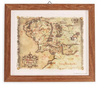 The Lord Of The Rings Middle-Earth Map Framed Canvas Wall Art | 14 x 12 Inches