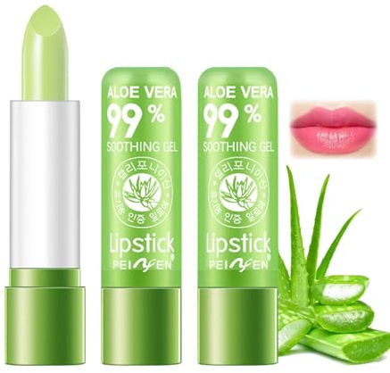 Magischer Farbwechsel Lippenbalsam, 3 Stück Aloe Vera Lippenstift Set, Feuchtigkeitsspendendes Lip Blam, Temperatur Color Change Lip Stick, Lang Anhaltender Moisturising, Wasserfest & Anti-Rissbildung