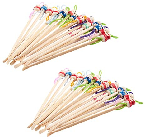 ISTOVO 32 Pcs Assorted Color China Doll Top Wood Earwax Scoop Earpick