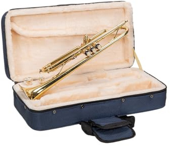 Crossrock Bb Trumpet Foam Case | Lightweight Blue Gig Bag with Structured Exterior, Plush Interior & Storage Pockets (CRP300TRBL-R)