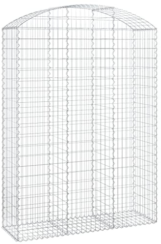 Mokuyary Gabione mit Hochbogen 150x50x200/220 cm Verzinktes Eisen Gabionen Wand Drahtkorb, Steinkorb Steingabione Mauer, Gabionenkorb für Landschaft, Garten