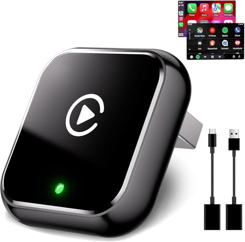 Mynoveex 2 in 1 Wired auf Wireless Adapter for Apple CarPlay/Android Auto, Plug & Play, Automatische Wiederverbindung, Mini & Stabiler T-Design für 927+ Cars(Excludes BMW& Tesla) - Grau