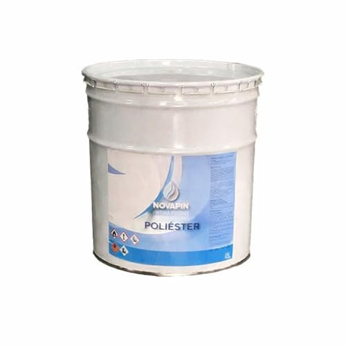 Pintura para piscinas de poliéster. Esmalte de poliuretano alifático brillante de dos componentes. Envase de 5 litros (4 litros base y 1 litro catalizador) - NOVAPÍN (Blanco)