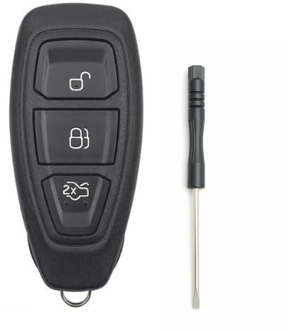 MSKEYZ for 3-Button Car Key Fob Case Battery for Ford Fiesta, Kuga, Mondeo, Grand S-Max, C-Max, Galaxy - Replacement Key Shell Cover + tool