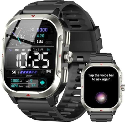 Smartwatch Uomo con GPS, 2.06 HD Orologio Smartwatch Uomo Chiamate Bluetooth, Cardiofrequenzimetroi/Sonno/SpO2/Contapass, 100+ Sportive Smart Watch, IP68 Impermeabil Fitness Tracker per iOS Android