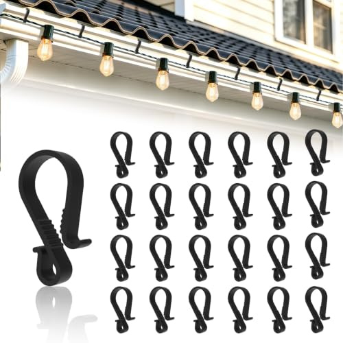 Gutter Hooks for Outdoor Lights, 60Pcs S Clips for Hanging Christmas Lights | Non-Slip Plastic Gutter Hooks, for Hanging Icicle Fairy Light, Christmas Tree, Indoor Outdoor Decorations, Black