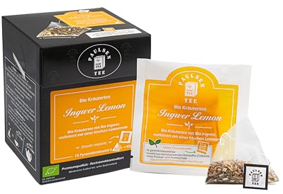Bio Ingwer Lemon 15 x 3g, einzeln kuvertiert, Paulsen Tee Kräutertee im Pyramidenbeutel - Bio, rückstandskontrolliert & zertifiziert