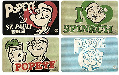 Logoshirt® Popeye I Der Seemann I Frühstücksbrettchen I Schneidebrett I 23x14cm I 4er Set I spülmaschinenfest & hitzebeständig I Lizenziertes Originaldesign