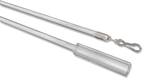 Interdeco Schleuderstäbe/Gardinenstäbe mit Griff (2 Stück) Glasklar aus Kunststoff für Gardinen/Vorhänge, Remus, 100 cm