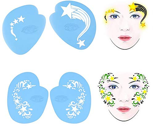 7styles / set Wiederverwendbare Gesichtsfarbe Schablone Körper Malerei Vorlage Blume Schmetterling Gesichts Design