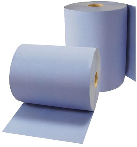 FRONTTOOL Putzrolle Komfort blau | Papierhandtücher 2x 500 Blatt 3-lagig | Saugfähige Reinigungstücher für Werkstatt & Haushalt | Robuste Küchenrollen aus Kraftpapier | Putzlappen als Papierrolle