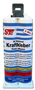 STC 2K Universal Kraftkleber 3 Min Doppelkartusche 50 ml Industriekleber 1:1 gelb/milchig Methacrylat Hochleistungs Karosseriekleber 2K Metallkleber