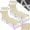 TecTake® Set 2X Lettino Pieghevole, Lettini Prendisole Pieghevoli Sdraio con Parasole, Schienale Regolabile 4 Posizioni, Rivestimento Resistente, Giardino Spiaggia Lettini Prendisole Mare - Beige