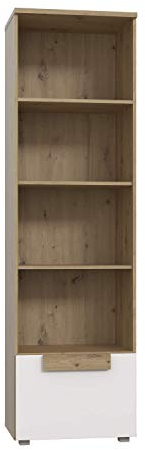 FORTE Arkina Regal mit 1 Tür, Holzwerkstoff, Artisan Eiche + Weiß, 55,4 x 197 x 41,3 cm