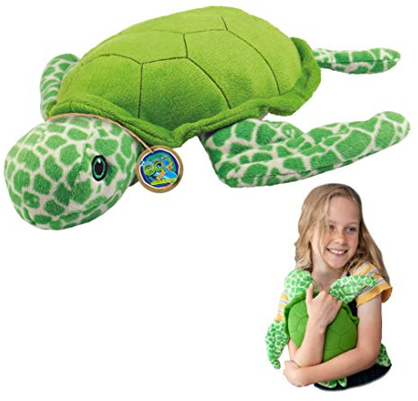 EcoBuddiez - Sea Turtle from Deluxebase. Large 37cm Soft Plush Animals made from Recycled Plastic Bottles. Eco-Friendly Cuddly Gift for Kids and Cute Stuffed Animal Toy for Toddlers.