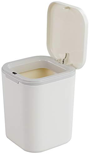 Xowine 2 L Tiny Desktop Trash Bin, Mini Plastic Push-button Trash Can (White)