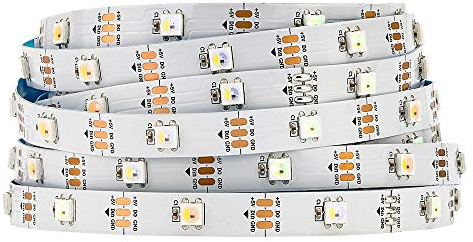 BTF-LIGHTING RGBW SK6812 (ähnlich WS2812B) RGB+Kaltes Weiß 5m 30LEDs/pixel/m Individuell adressierbar Flexibel 4 farbe in 1 LED Traumfarbe LED Streifen Weiß PCB nicht-wasserdicht IP30 DC5V