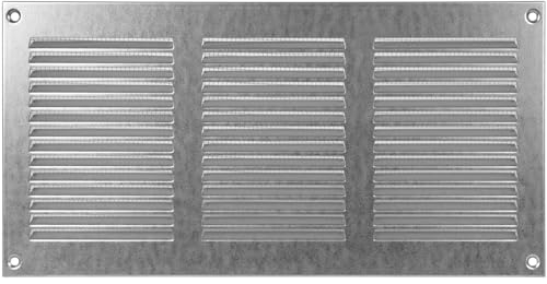Griglia d'aria in acciaio per il ritorno dell'aria, ideale per soffitto e parete laterale, HVAC, con schermo anti-insetti (30 x 15 cm, zincato)