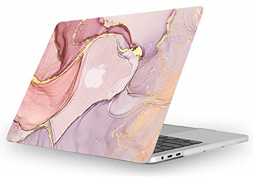 Fancity Kompatibel mit MacBook Pro 13 Zoll Hülle 2020 2021 2022, M2 M1 A2338 A2289 A2251 A2159 A1989 A1706 - Plastik Hartschale Kompatibel mit MacBook Pro 13 mit Touch Bar 2016-2022, Marble Pink