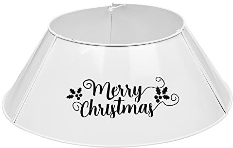 Metal Christmas Tree Skirt Base Xmas Decoration Cover Festive Decor Party Décor (White)