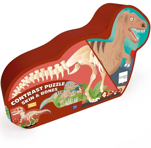 SCRATCH 276181141 Konturpuzzle für Kinder ab 5 Jahren, Shape Puzzle Dino, beidseitig, 50 Teile