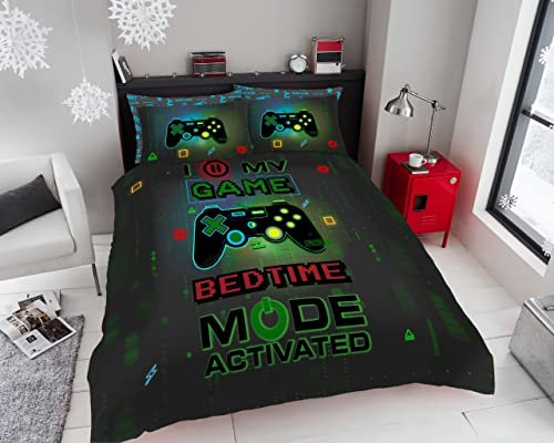 T&A Textiles and Hosiery Ltd Children Gamer Gaming Duvet Quilt Cover Boys Kids Game Bedding Set Luxury Single, Green