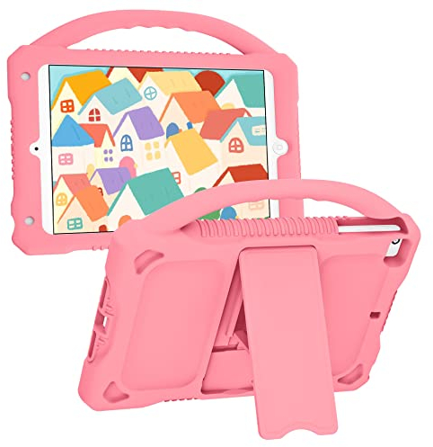 JOGUIIA Kids Case for iPad Mini 5/4/3/2/1,Premium Silicone Case for Apple iPad 7.9inch Mini 5th/4th/3rd/2nd/1st Generation Built-in Stand Handle(Pink)