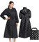 LAMA Manteau Imperméable Long Élégant, Poncho de Pluie Unisexe Avec Poche à Rabat, Vêtements de Protection Pour Adultes, Veste, Pois Noirs L