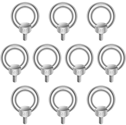 Laughhe 10 Stück Ösenschrauben Edelstahl, Ringschraube M6 Edelstahl 304 Ring Runde Augenschraube Augbolzen Ösenschrauben Hardware Ringschrauben für Befestigens Und Hängens