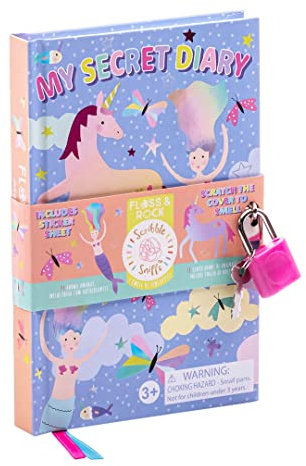 Floss & Rock Fantasy My Scented Secret Diary, Pineapple Scent with Sticker Sheet, Padlock and Key, Kids Activity book