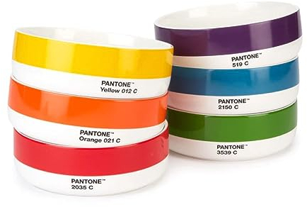 Copenhagen Design PANTONE Porzellan Schale, 6er Geschenkbox Farben, Yellow 012, Orange 021, Red 2035, Green 3539, Blue 2150, Violet 519