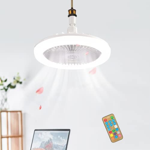 Lampadario con Ventilatore da Soffitto, E27 Ventilatore da Soffitto Con Luce e Telecomando, Ventilatore Soffitto con Luce Super Silenziosa, 3 Velocità, Luminosità, Memoria, Tempistica