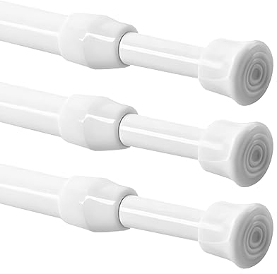 HEOMAITO 3 Stücks 42-70 cm Teleskopstange, Ausziehbar Vorhangstange Spannstange ohne Bohren, Teleskop Gardinenstange für Schrank, Küche, Schrank, Kleiderschrank, Bücherregal