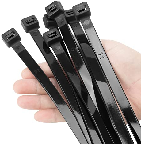 XINGO Black Cable Ties Heavy Duty 100 PCS, 300mm x 12mm Long with 114KGS Ultra Strong Tensile Strength, Large UV Resistant Cable Ties Extra Long Tie Wraps for Outdoor Use